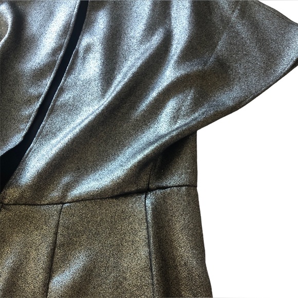 H&M Ladies Black & Silver Glitter Slit Cap Sleeve Fitted New Years Eve Dress - Picture 11 of 11